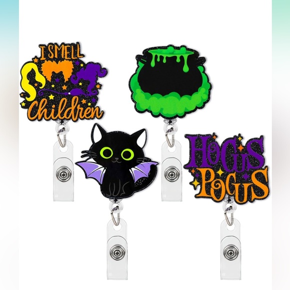 4Piece Halloween Retractable ID Badge Reels With Alligator Clips. NWT - Picture 4 of 7